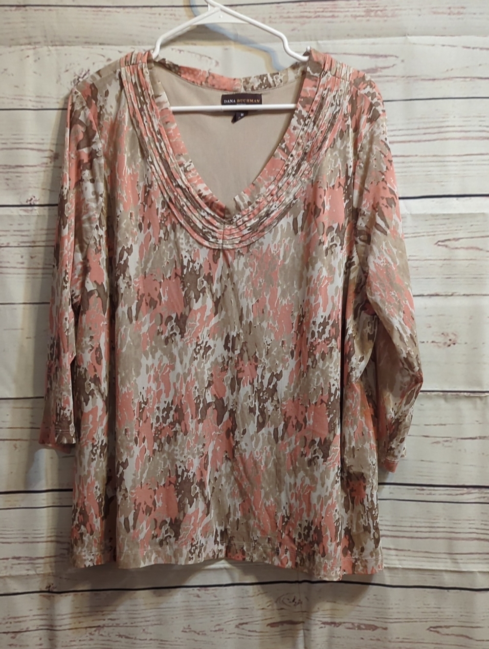 Dana Buchman Pink & Beige Printed Blouse